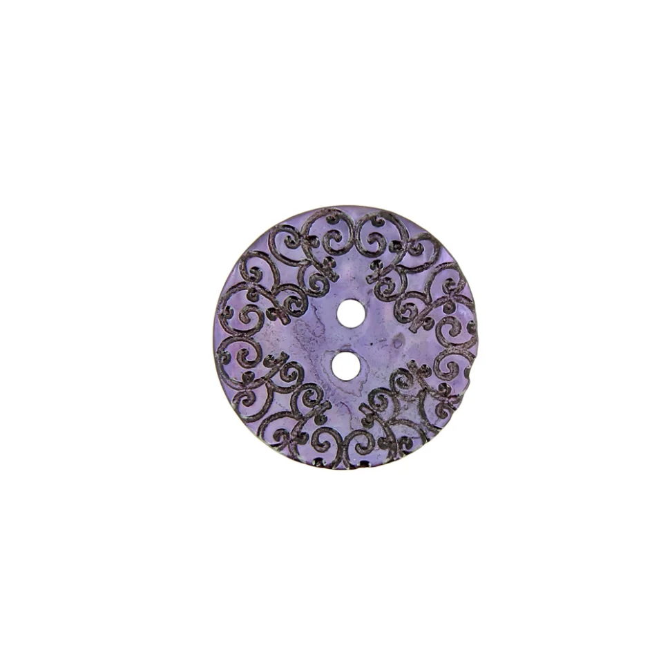 Bouton nacré  gravé 18 mm - Violet clair