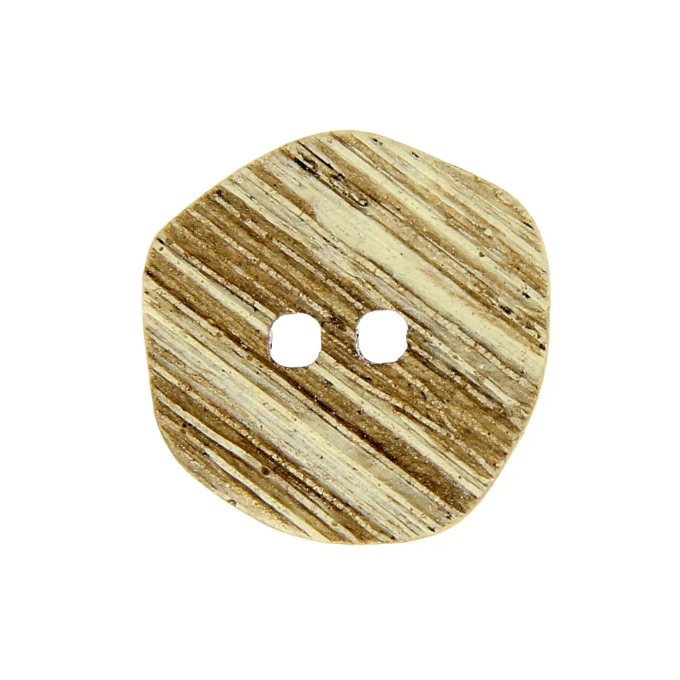 Boutons en bois rayé façon corne 27 mm - Blanc