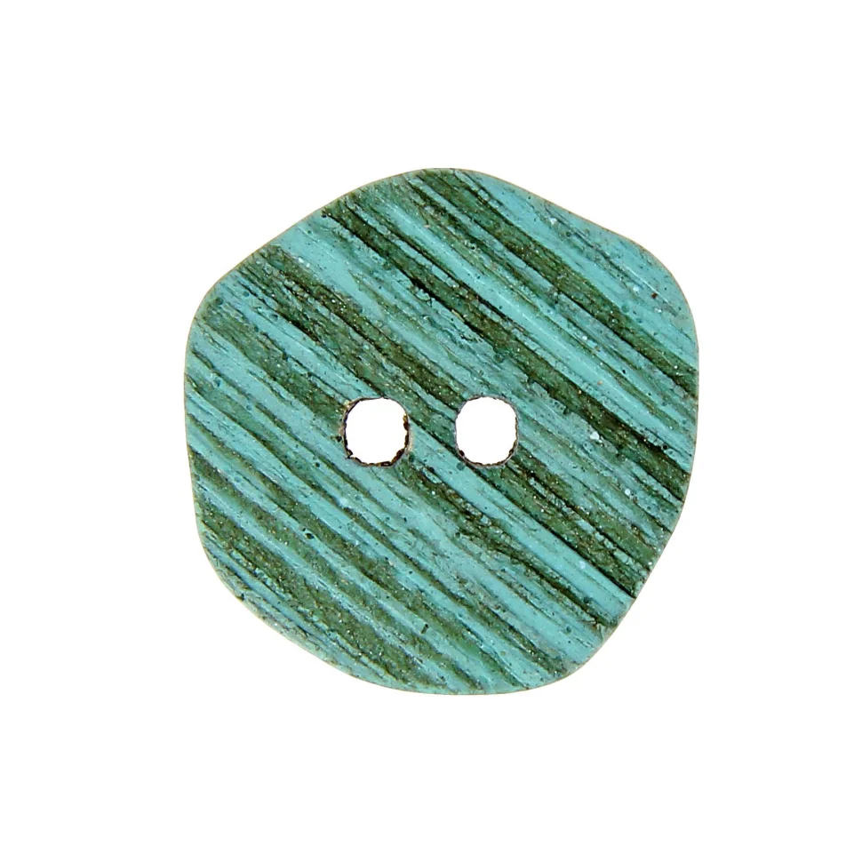 Boutons en bois rayé façon corne 27 mm - Bleu
