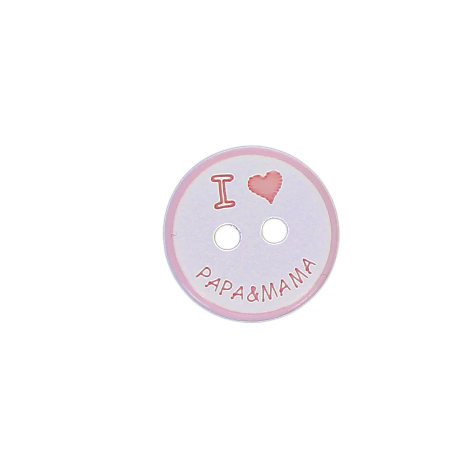 Bouton I love papa & mama 12 mm - Rose