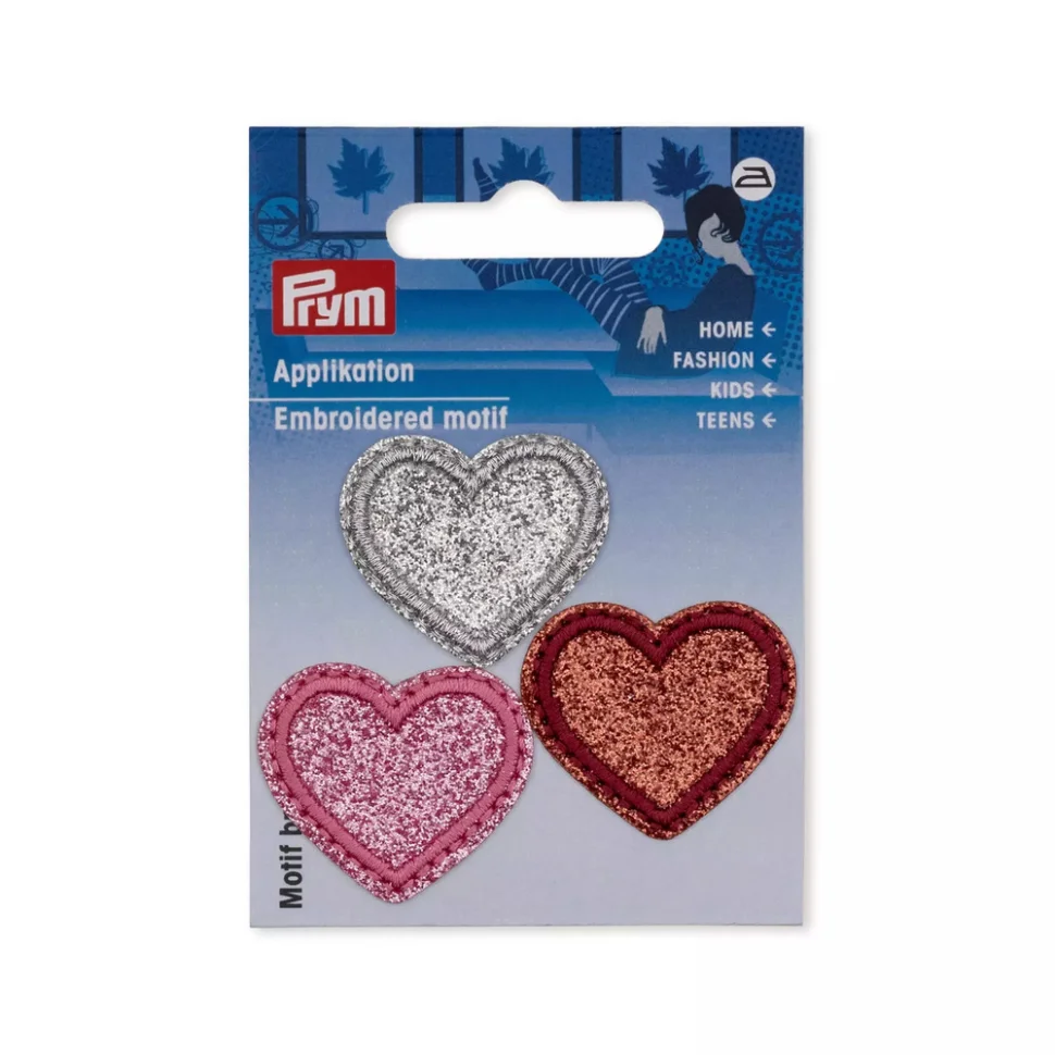Ecusson Thermocollant 32 mm Prym Coeur pailletés x3