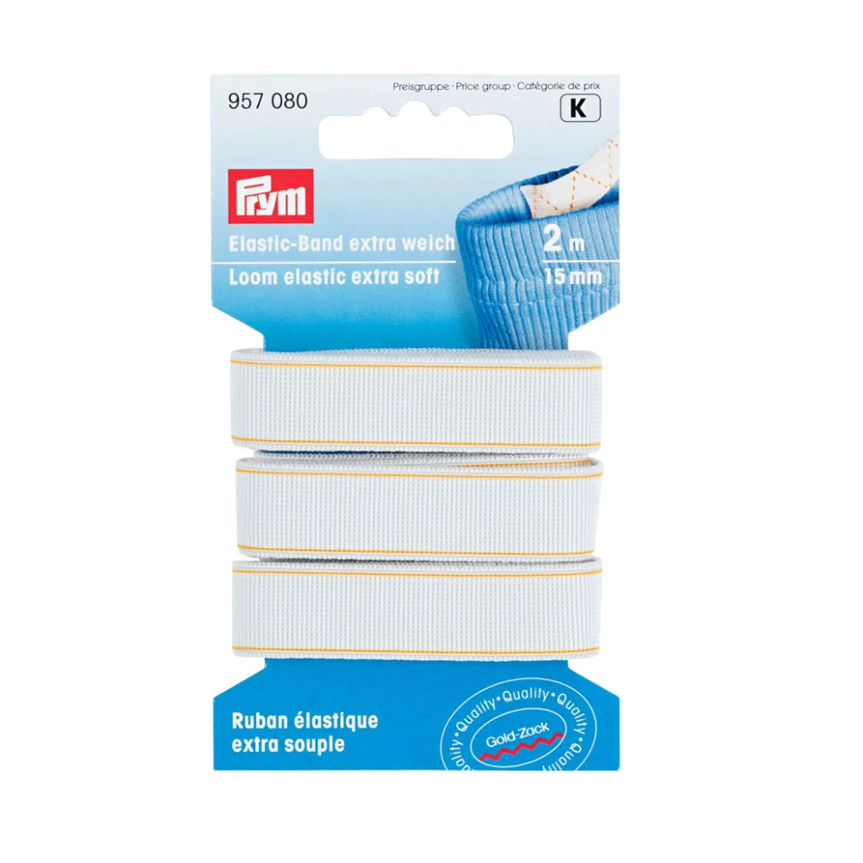Elastique extra-souple Prym 15 mm Blanc x 2 m