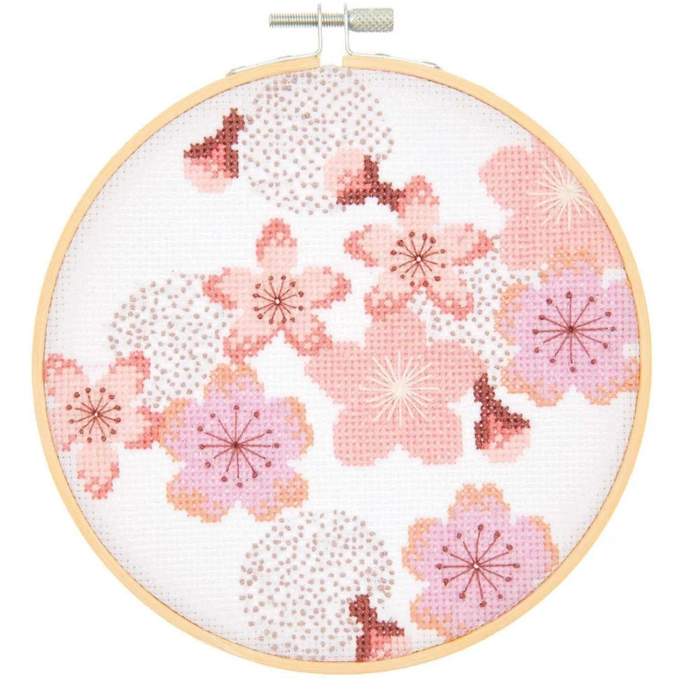 Kit broderie 15 cm Fleurs de cerisier - Rico Design