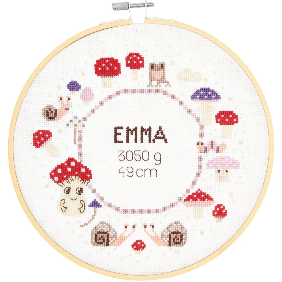 Kit Broderie tableau de naissance Shroom - Rico Design