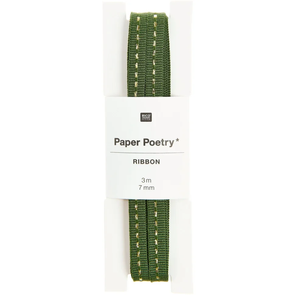 Ruban tissé Vert à pointillés Or 7 mm Rico Design x3m