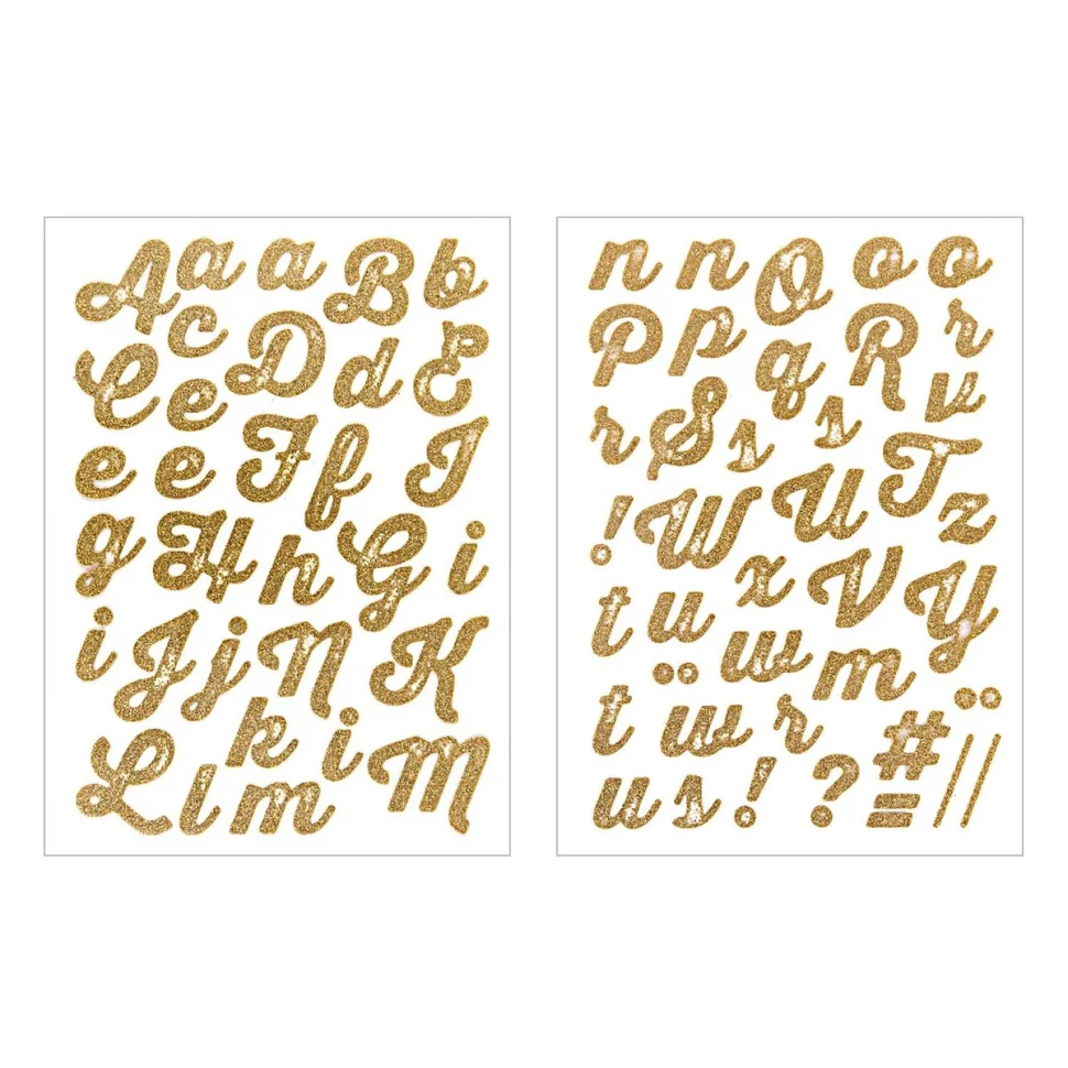 Transferts thermocollant pailletés Alphabet Or 65 lettres - Rico Design