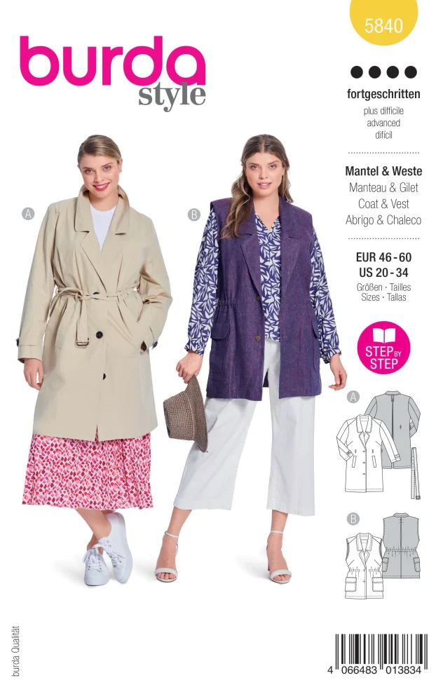 Patron Burda Style 5840 Manteau & gilet