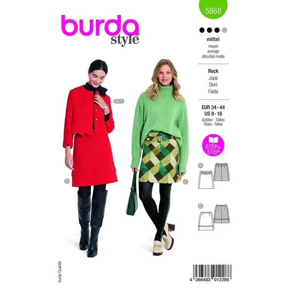 Patron Burda 5868 Jupe