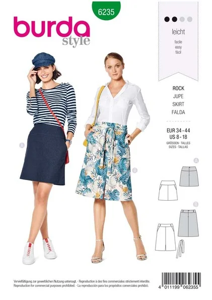 Patron Burda 6235 Jupe