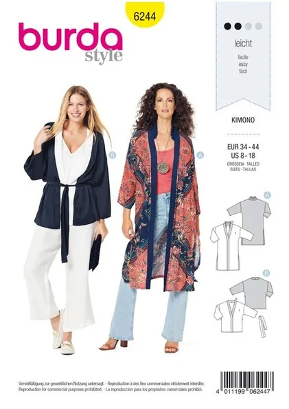 Patron Burda 6244 Kimono