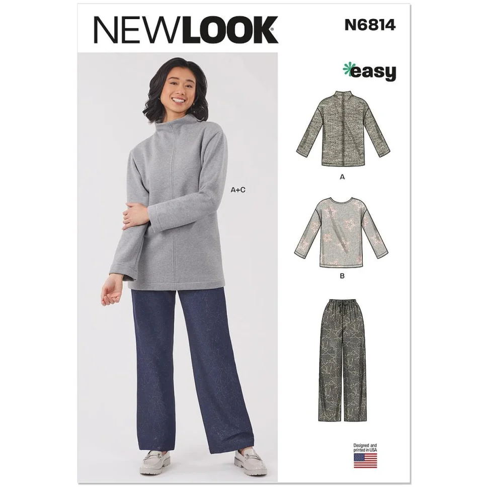 Patron New Look 6814 Hauts en maille et pantalon