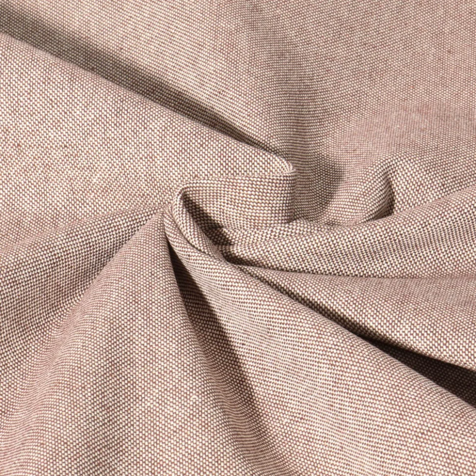 Tissu Toile de Coton aspect Lin Aubiane uni Marron