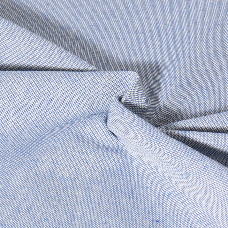 Tissu Toile de Coton aspect Lin Aubiane uni Bleu