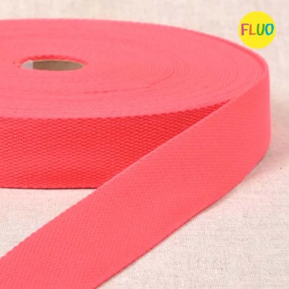Sangle Polyester aspect Coton 30 mm Rose fluo