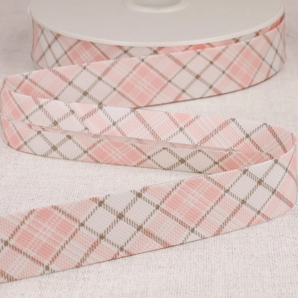 Biais écossais 25 mm Rose clair x1m