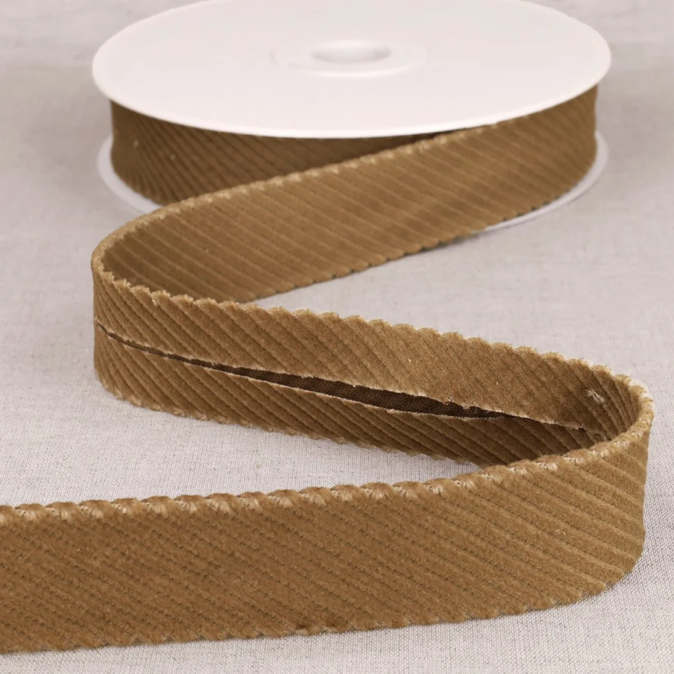 Biais velours grosses cotes Beige - 30 mm