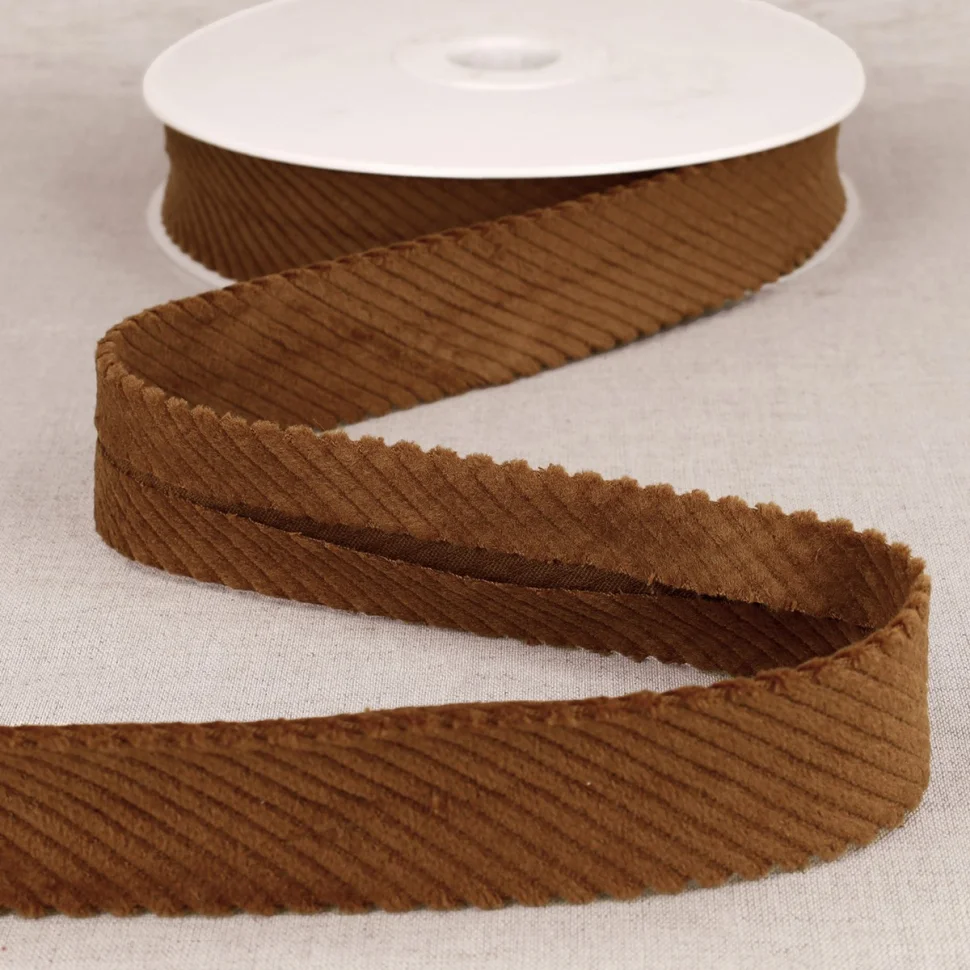 Biais velours grosses cotes Rouille - 30 mm