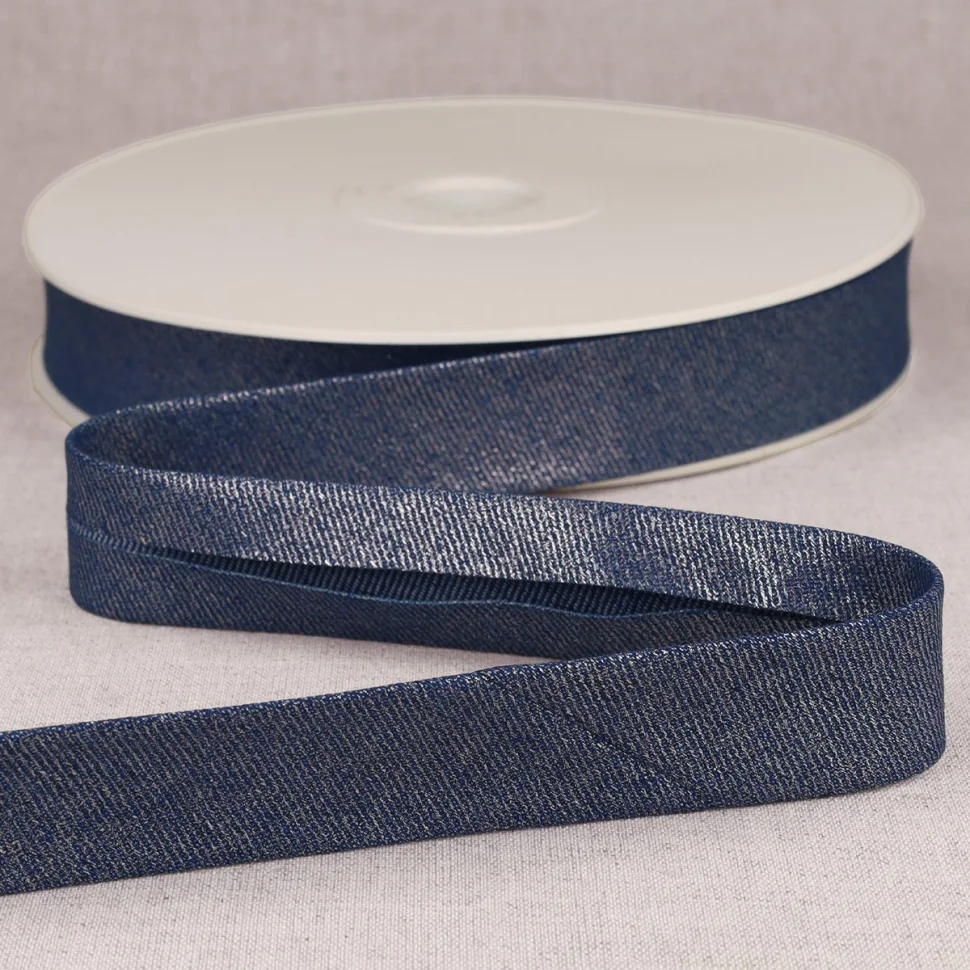 Biais Jean métallisé Bleu marine x1m