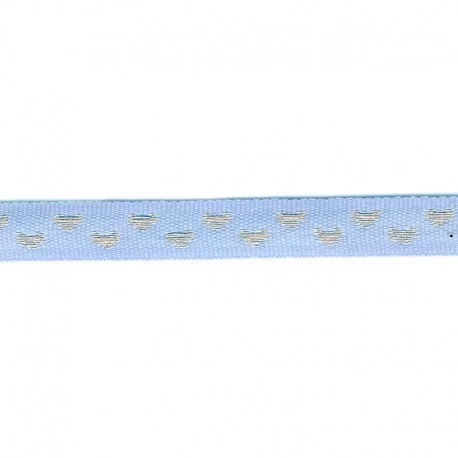 Galon surpiqué coeur 9 mm Bleu x1m