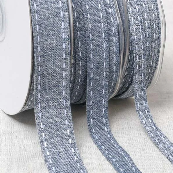 Galon point sellier 15 mm Bleu chiné