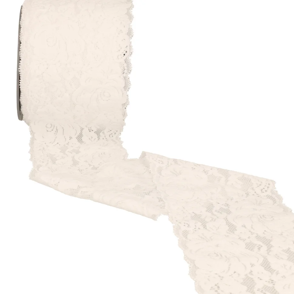 Dentelle élastique roses Blanc - 100 mm