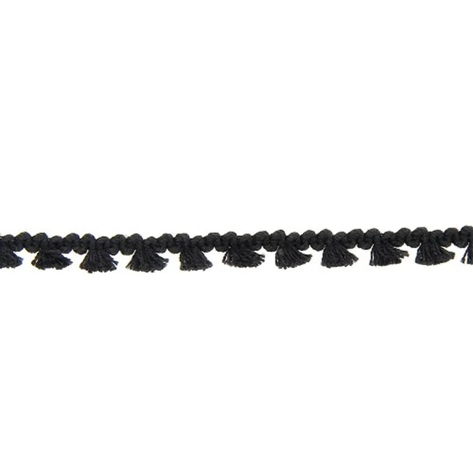 Galon pompon mini floches 8 mm Noir x1m