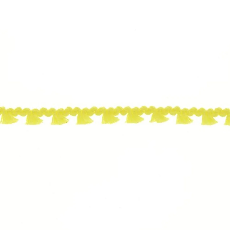 Galon pompon mini floches 8 mm Jaune x1m