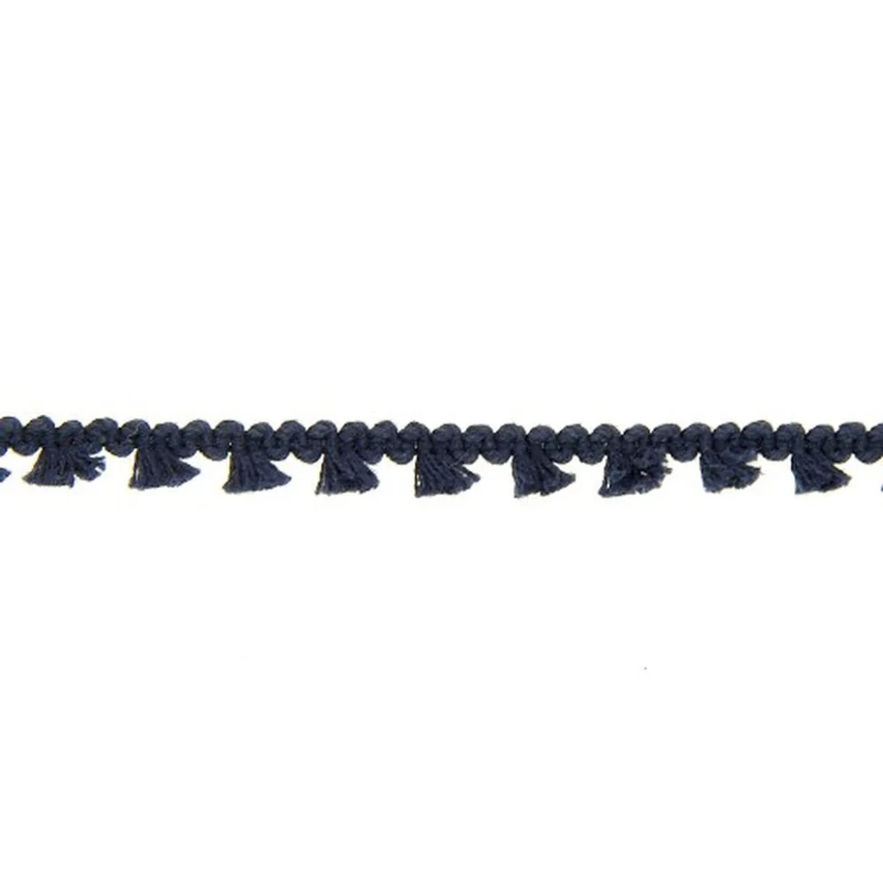 Galon pompon mini floches 8 mm Bleu marine x1m