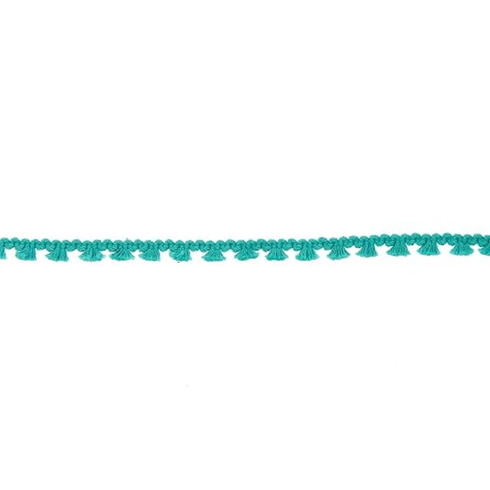 Galon pompon mini floches 8 mm Turquoise x1m