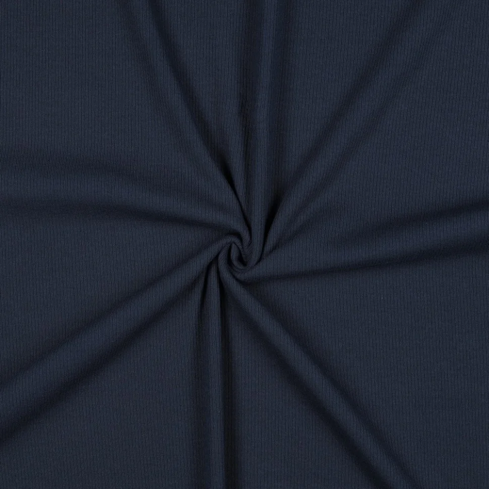 Tissu Jersey Coton côtelé uni Bleu marine