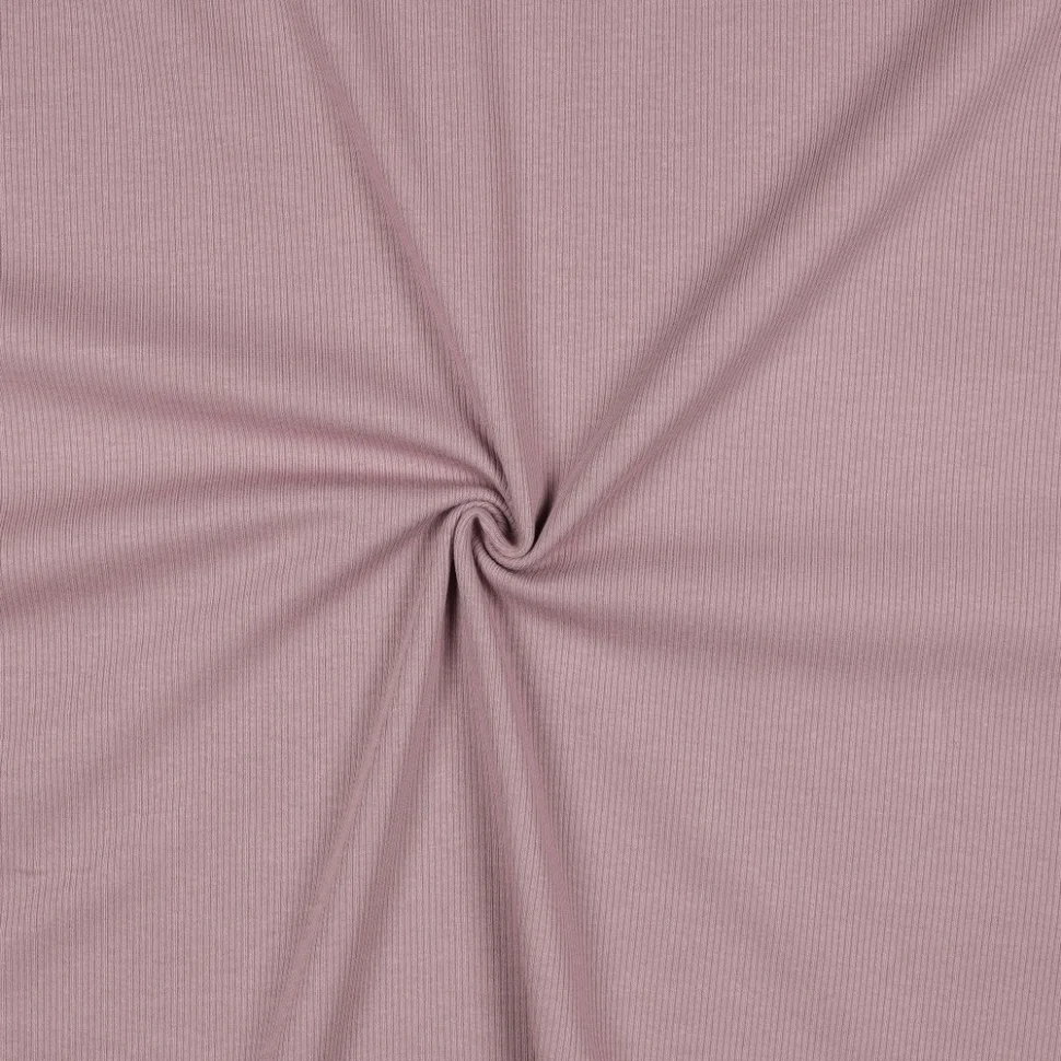 Tissu Jersey Coton côtelé uni Vieux rose