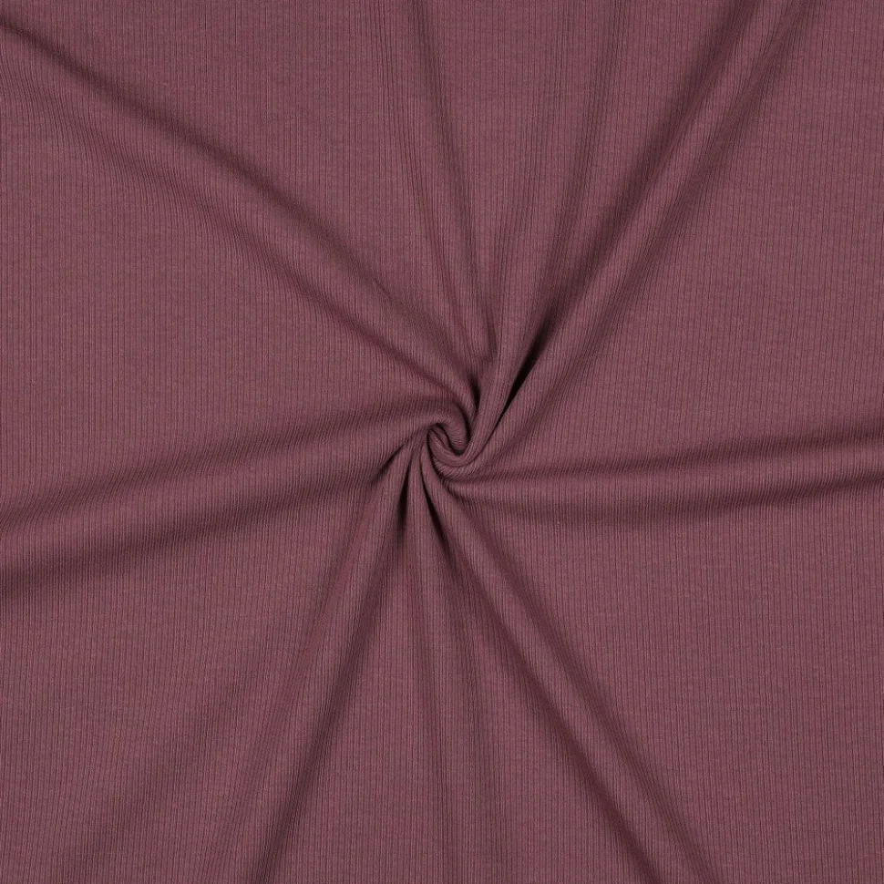 Tissu Jersey Coton côtelé uni Prune