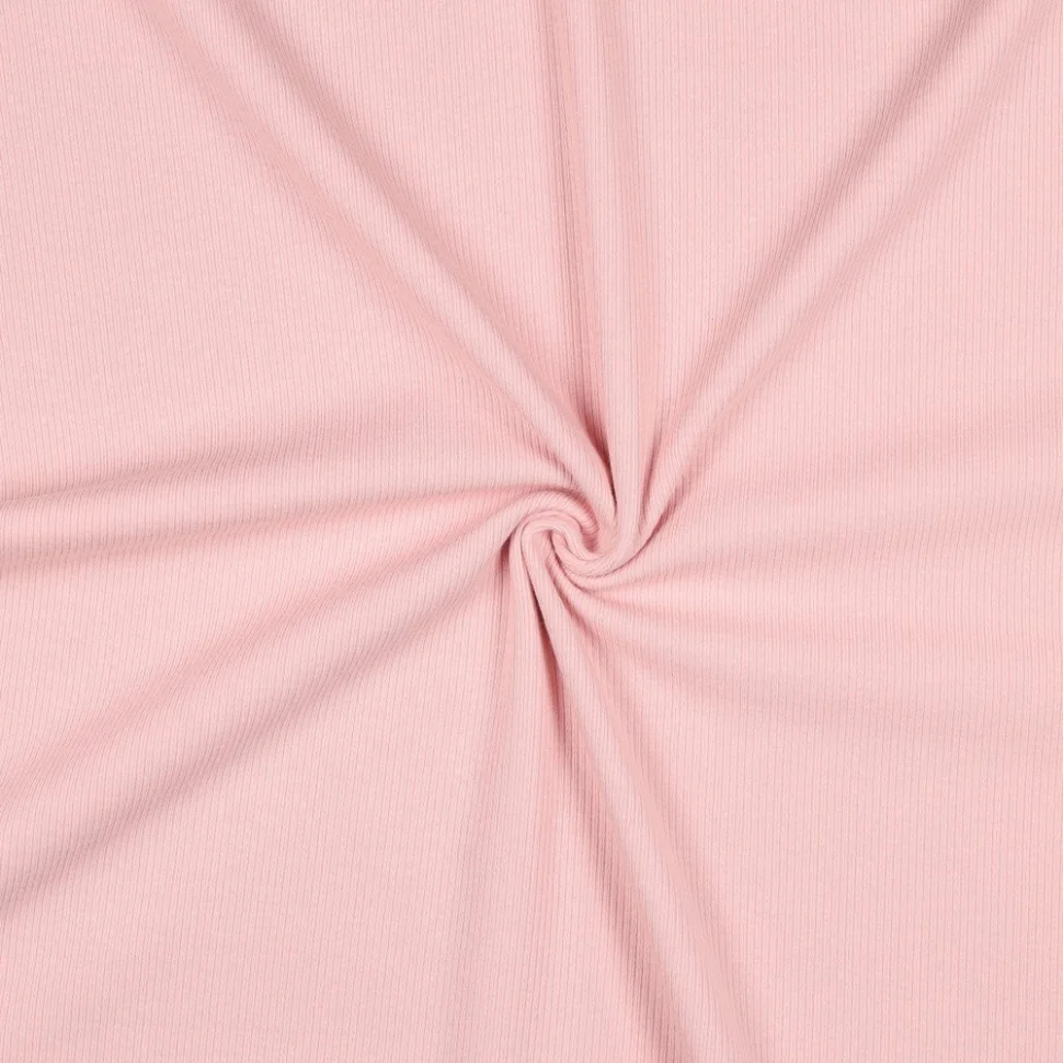 Tissu Jersey Coton côtelé uni Rose pâle