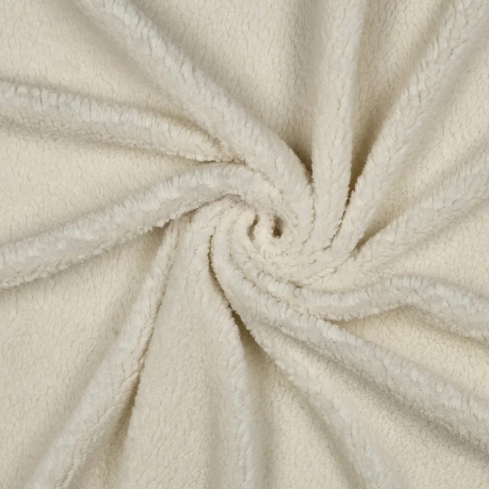Tissu Fausse fourrure Mouton Teddy uni Ivoire