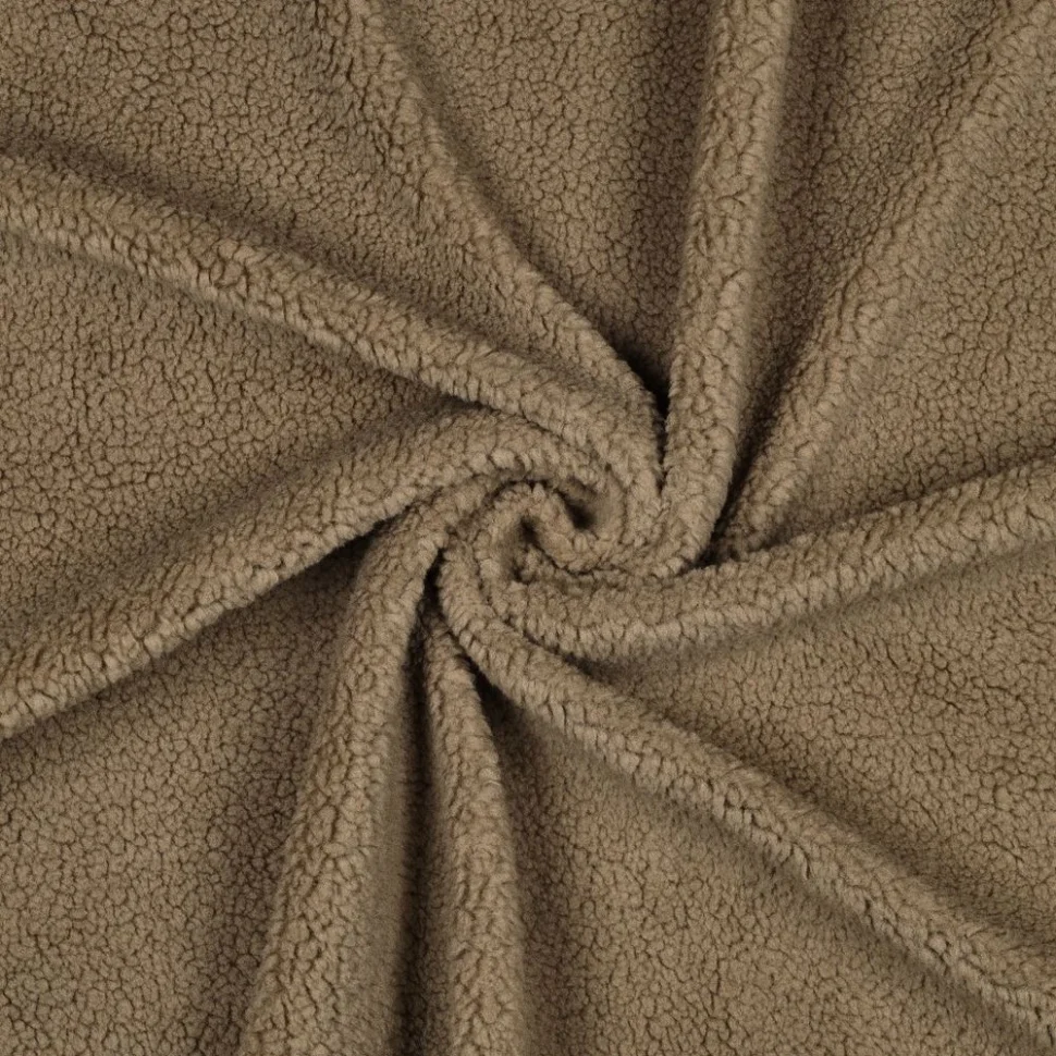 Tissu Fausse fourrure Mouton Teddy uni Taupe