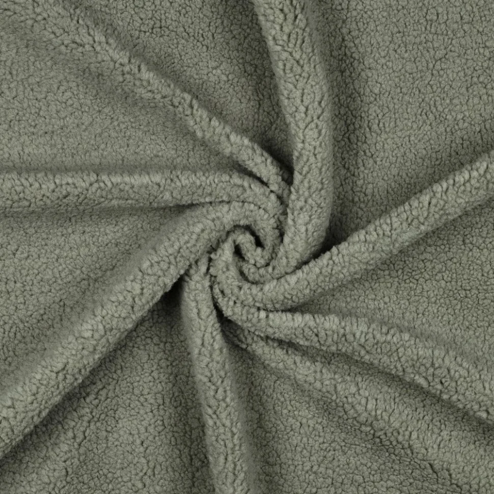 Tissu Fausse fourrure Mouton Teddy uni Vert sauge