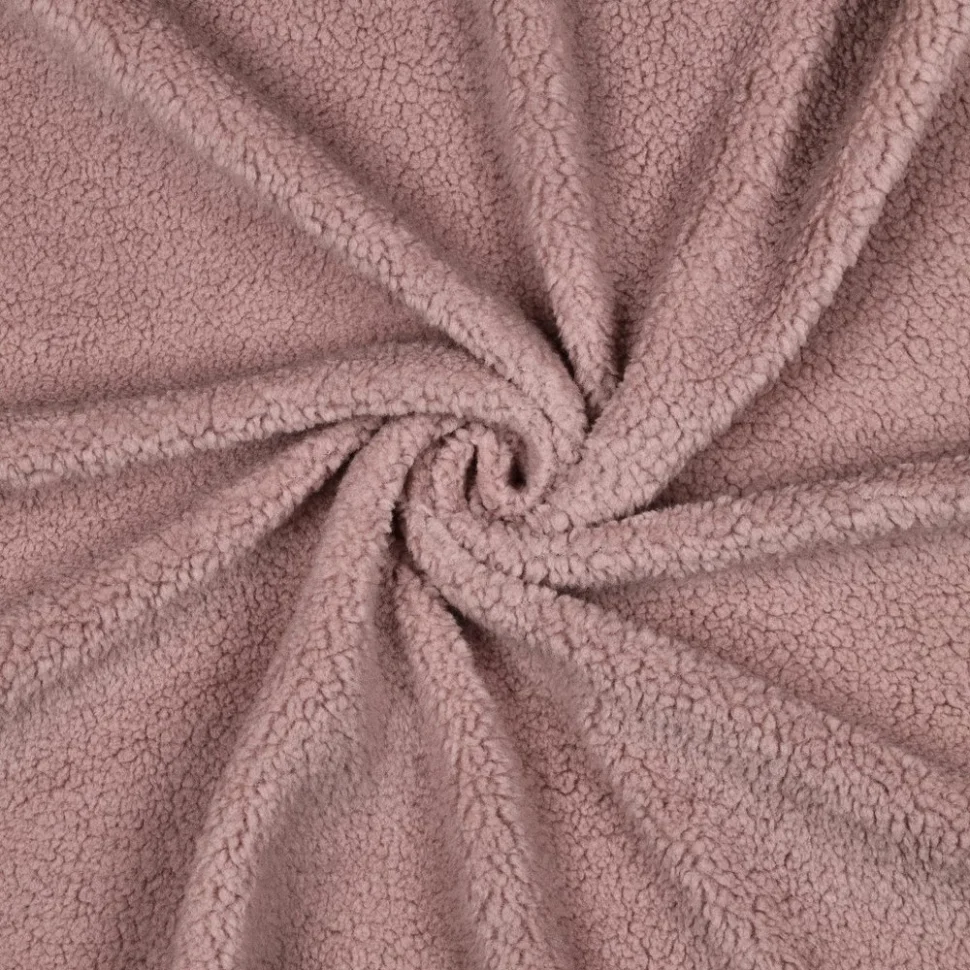 Tissu Fausse fourrure Mouton Teddy uni Vieux rose