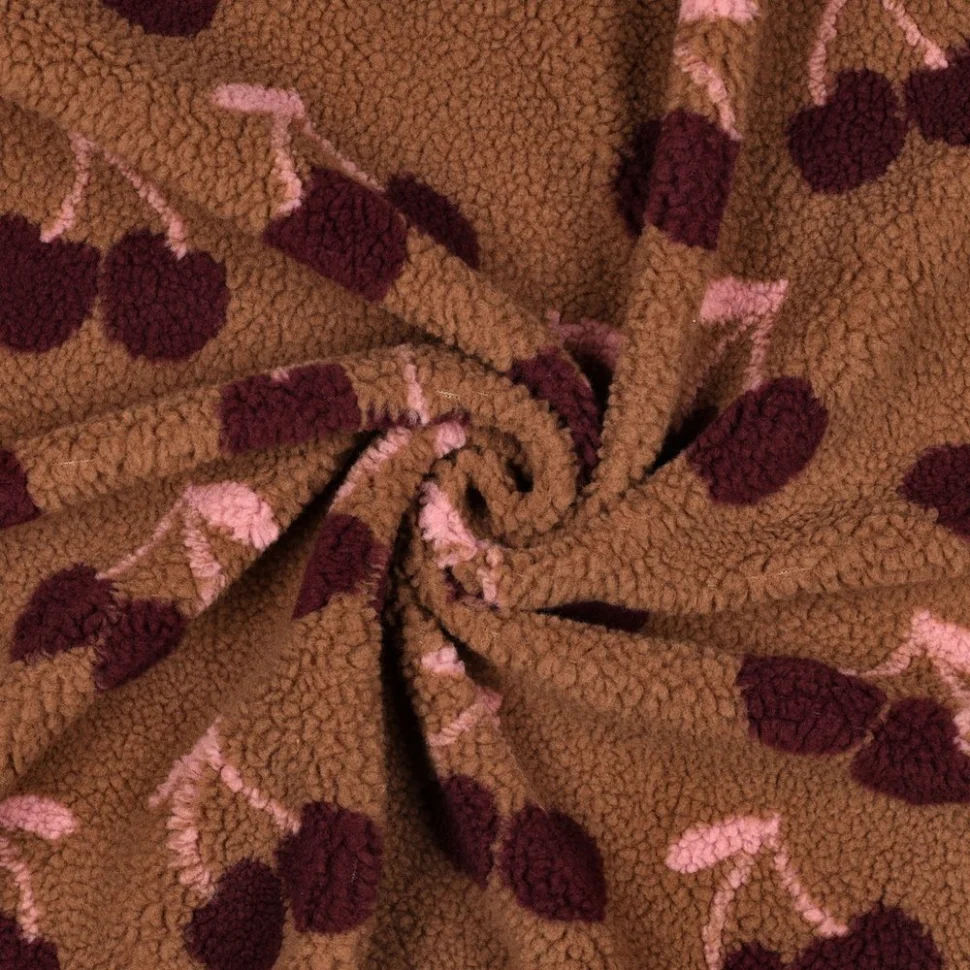 Tissu Bouclette Teddy imprimé Marron