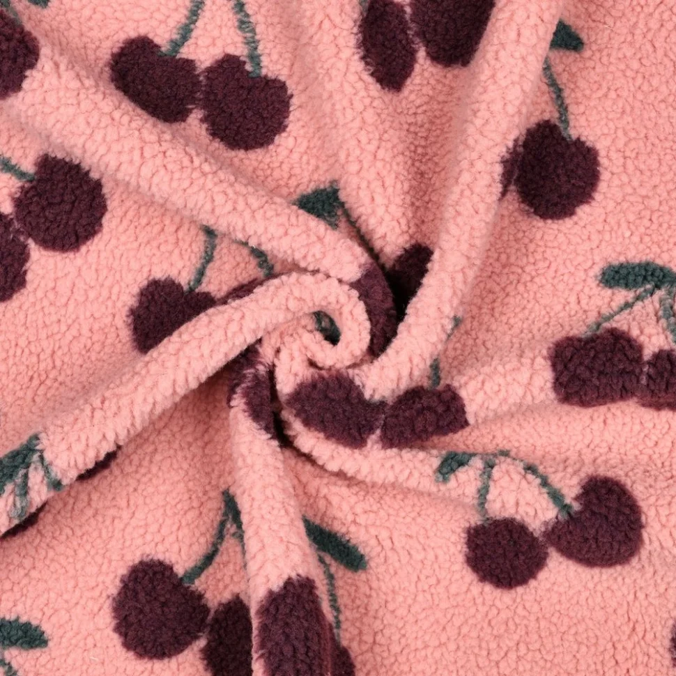 Tissu Bouclette Teddy imprimé Rose