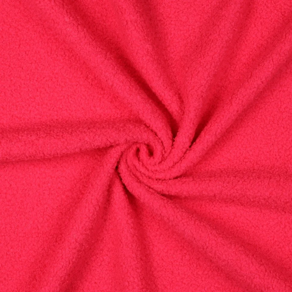Tissu Bouclette Teddy envers Polaire uni Rose fluo