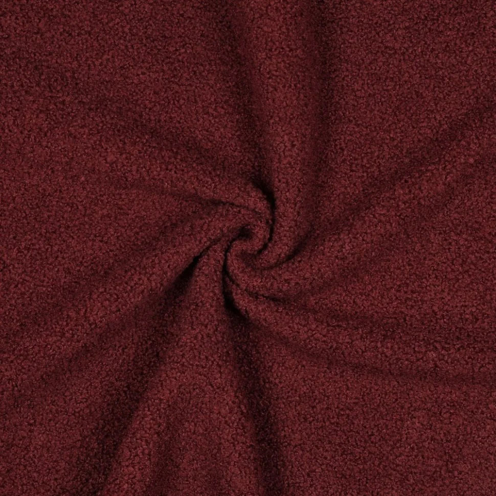 Tissu Bouclette Teddy envers Polaire uni Bordeaux