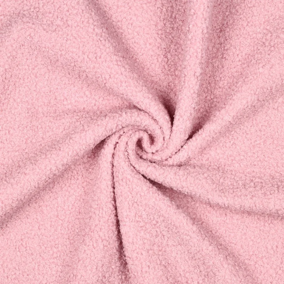 Tissu Bouclette Teddy envers Polaire uni Rose bébé