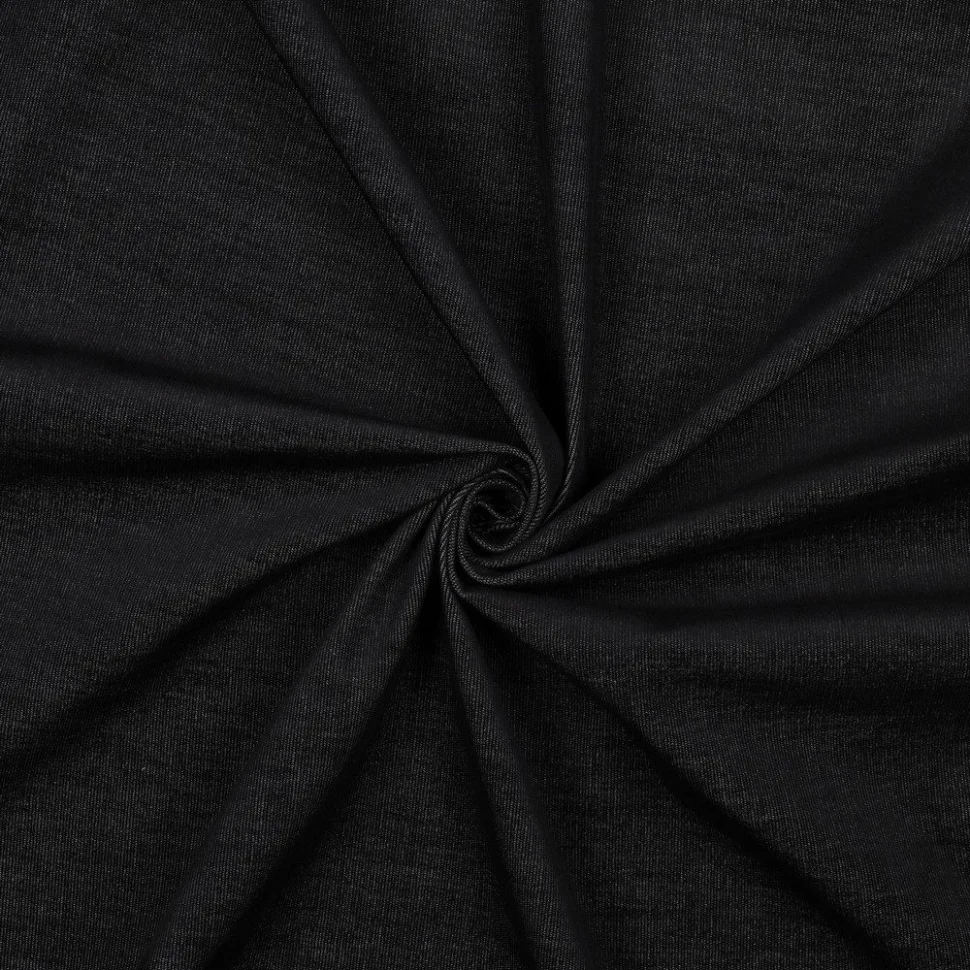 Tissu Jeans Velours milleraies uni Noir