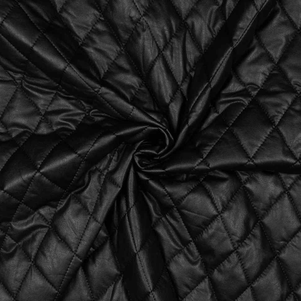 Tissu Simili Cuir Matelassé réversible Noir
