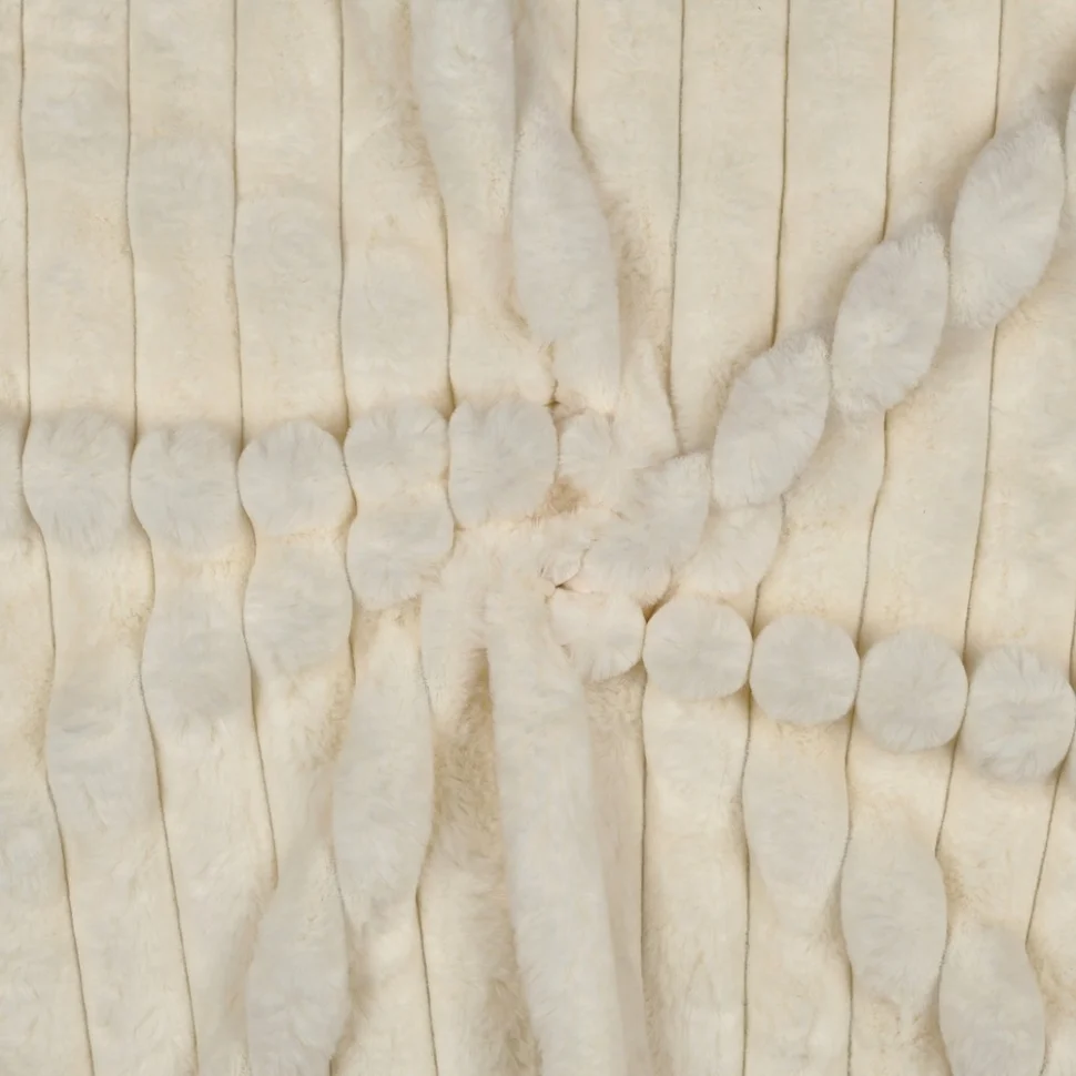 Tissu Fausse fourrure à rayures uni Ecru
