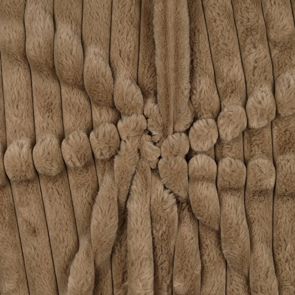 Tissu Fausse fourrure à rayures uni Marron clair