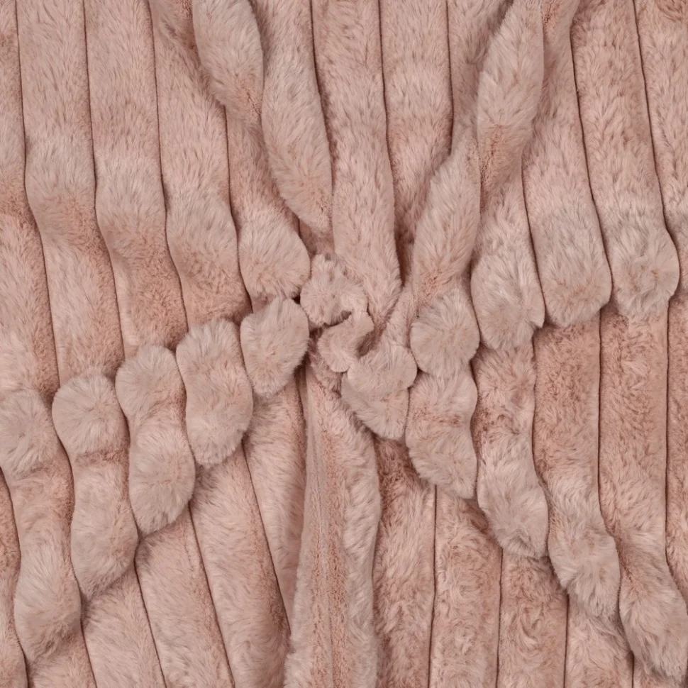 Tissu Fausse fourrure à rayures uni Vieux rose