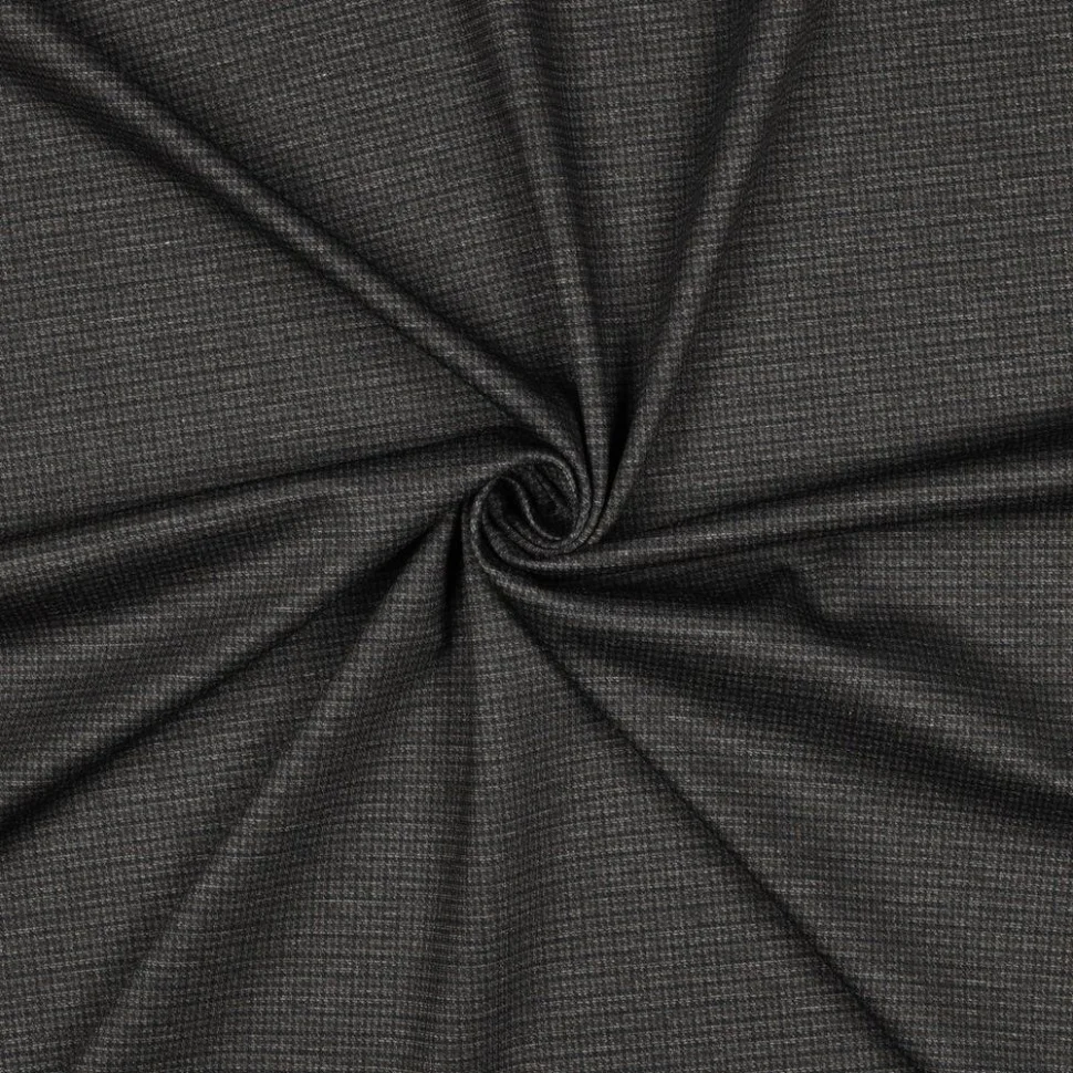 Tissu Jersey Milano motif Prince-de-Galles sur fond Gris anthracite