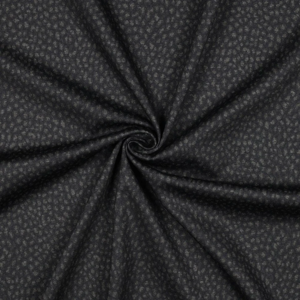Tissu Jersey Milano motif moucheté gris anthracite sur fond Noir