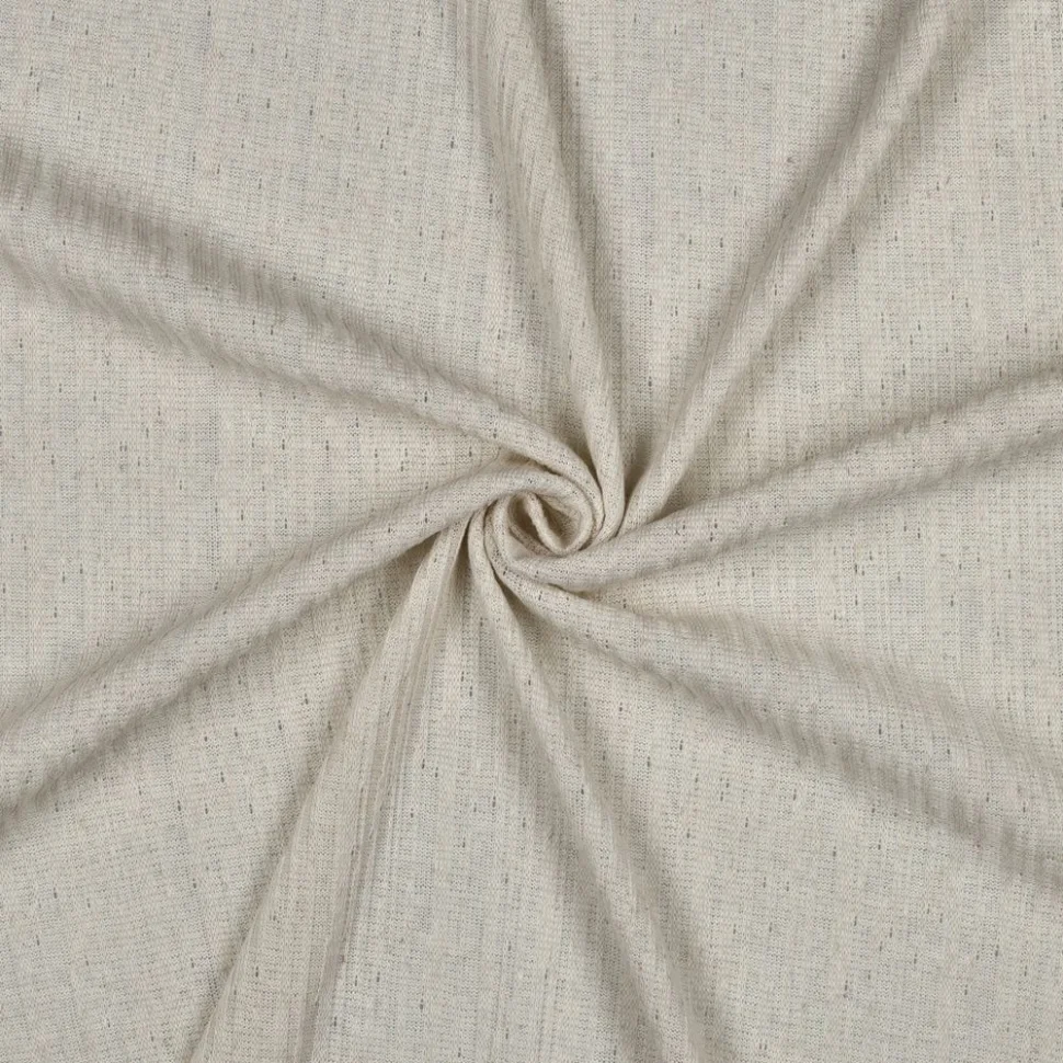 Tissu Maille Tricot Lin Bandes torsadées sur fond Ecru